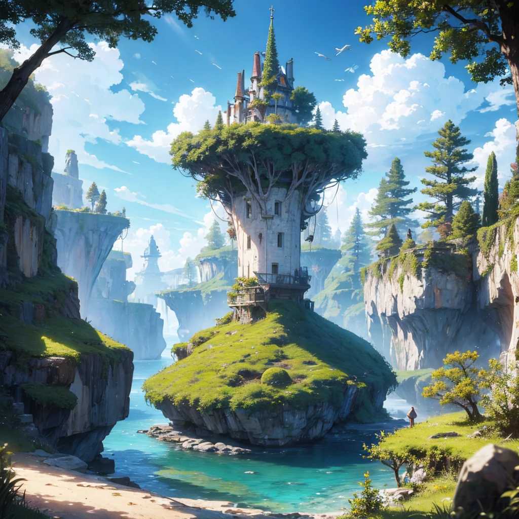 fantasy sky island forest