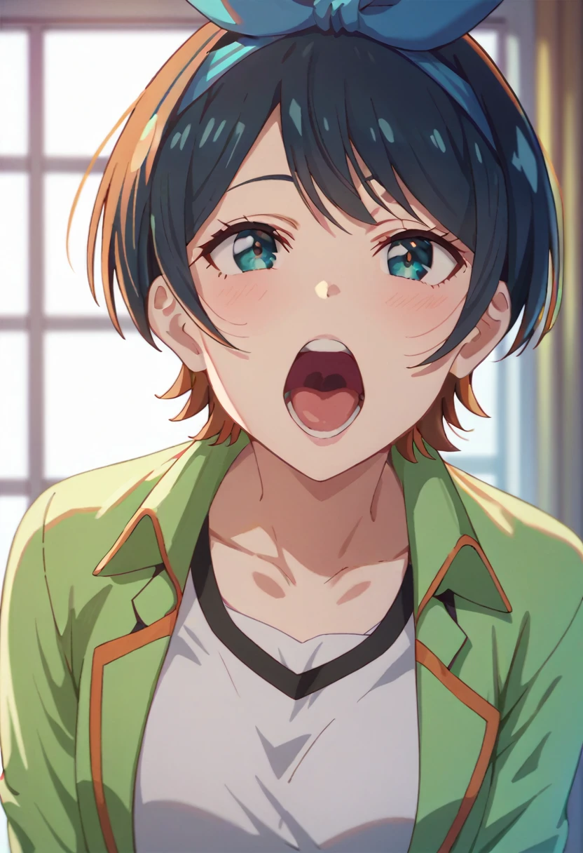 ((masterpiece)), ((best quality)), 1girl, solo, animegirl, ((ruka sarashina from rent a girlfriend)), ((ruka sarashina)), ((open mouth)), ((the inside of mouth visible))