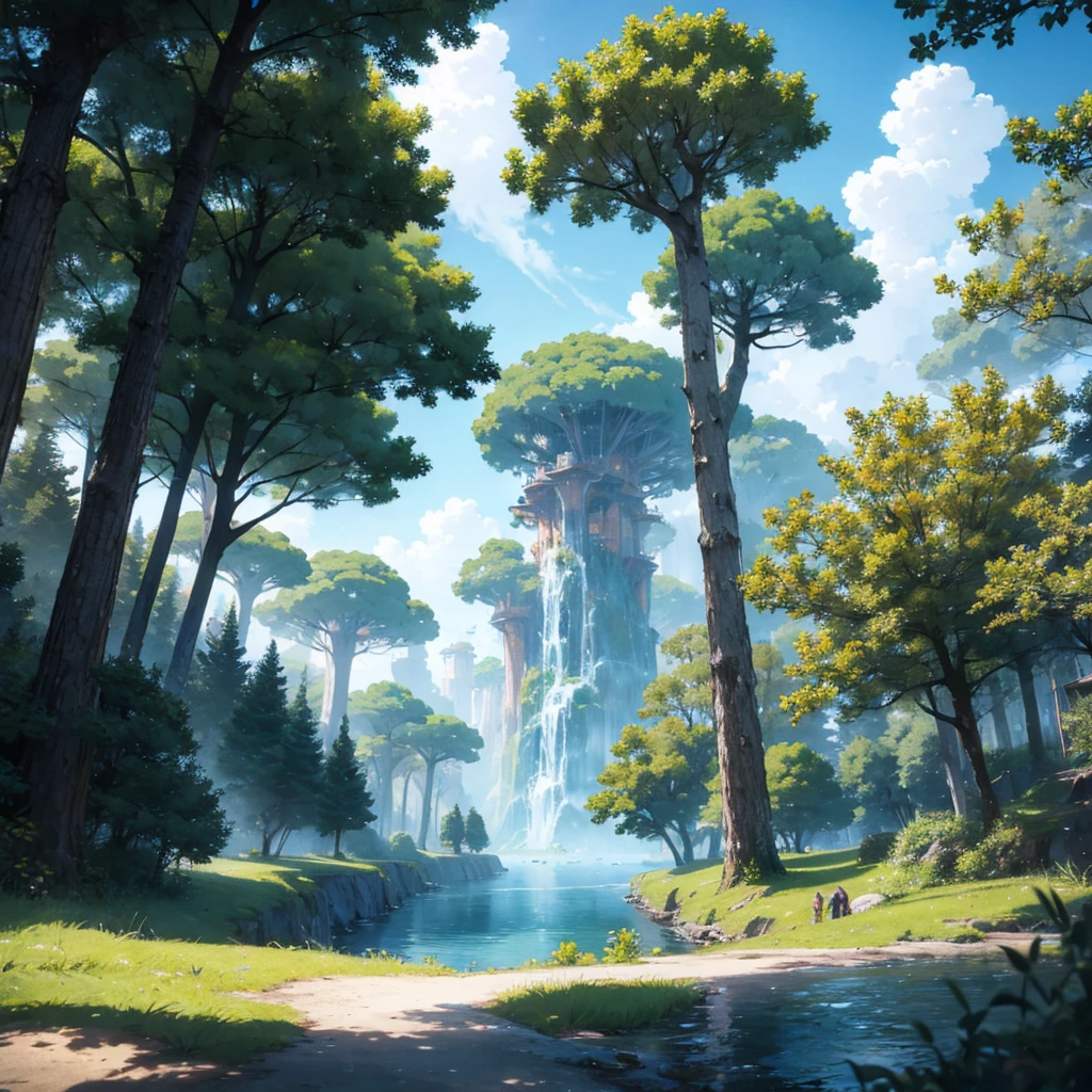fantasy sky island forest