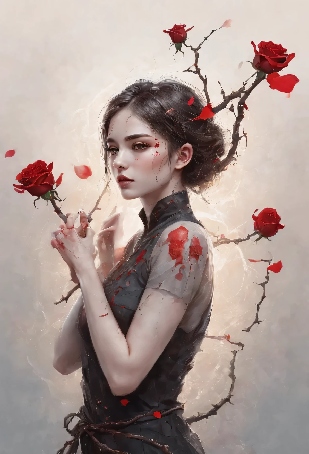 Astuce positive:
Mettant en vedette une jeune femme norvégienne,Créez une image d’émotion profonde、Des images visuellement époustouflantes, Le visage s'est fissuré comme du verre brisé, peau naturelle, dans le jardin d'Eden, ocié à de délicates roses multicolores, Incorporer des éléments d’art abstrait,Transmettre l'effet du verre brisé, Transmettez des souvenirs brisés et des arrière-plans colorés avec des tons vibrants,pour renforcer l'impact émotionnel, Y compris des épines de roses dégoulinantes de sang, Ajoute à la nature esthétique et évocatrice globale de l’œuvre, Éléments ultra détaillés et complexes, L'atmosphère dramatique améliore la qualité générale et les détails de cette superbe œuvre d'art., José González(José González)style de,