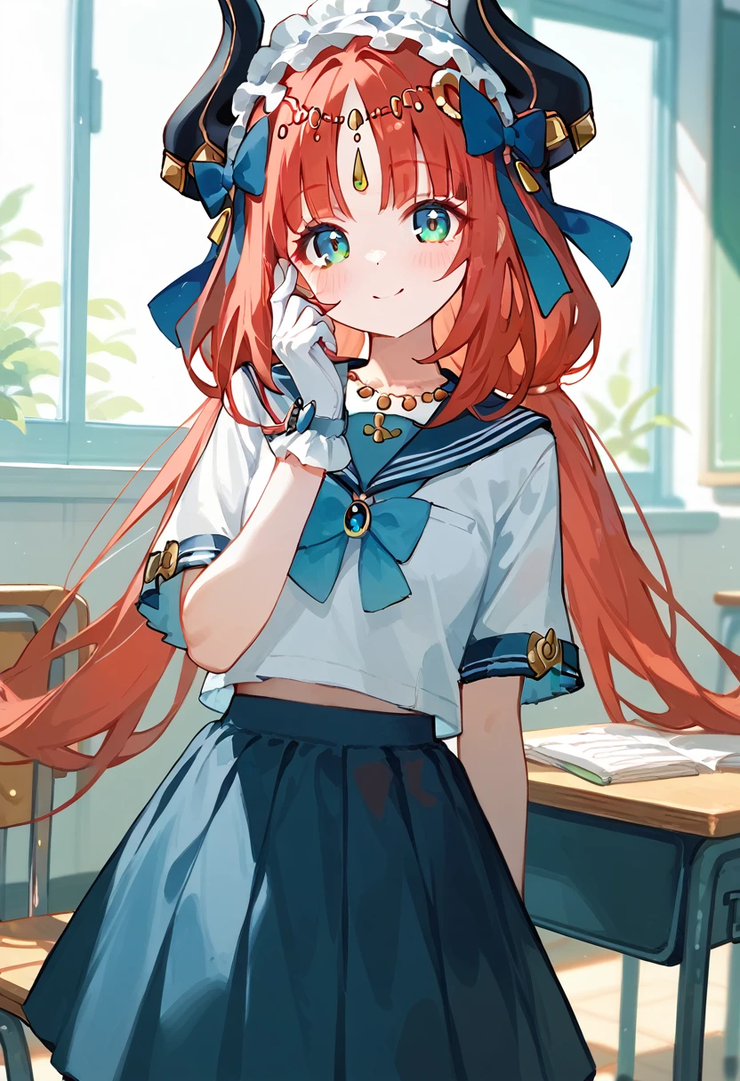 masterpiece,High resolution nilou,One girl,Sailor suit,classroom,