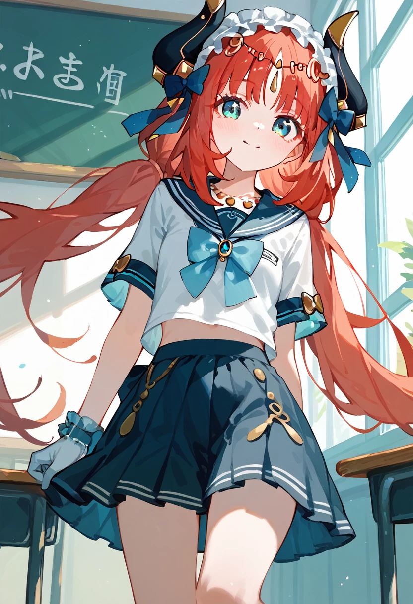 masterpiece,High resolution nilou,One girl,Sailor suit,classroom,