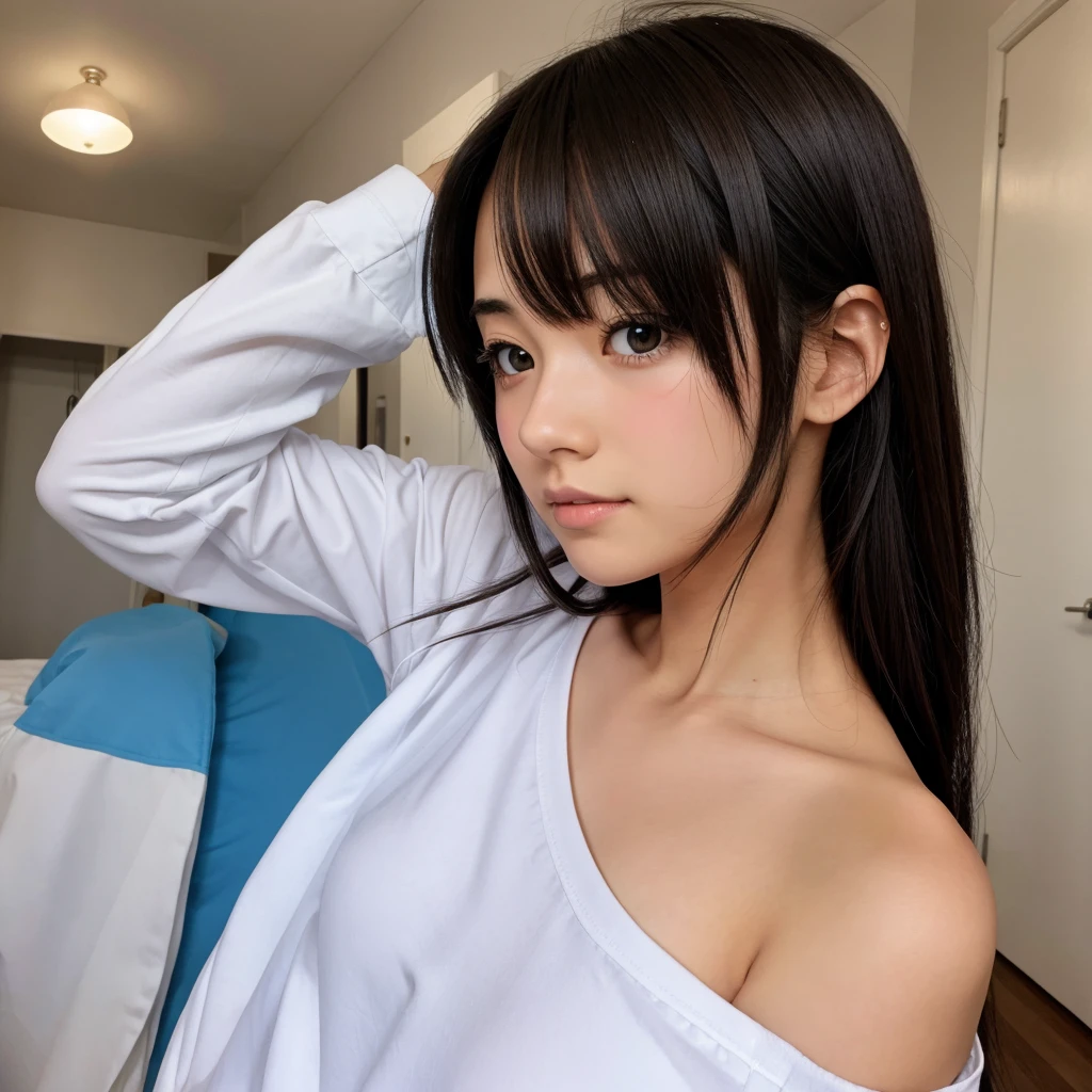 Anime girl head in her boyfriend shoulder