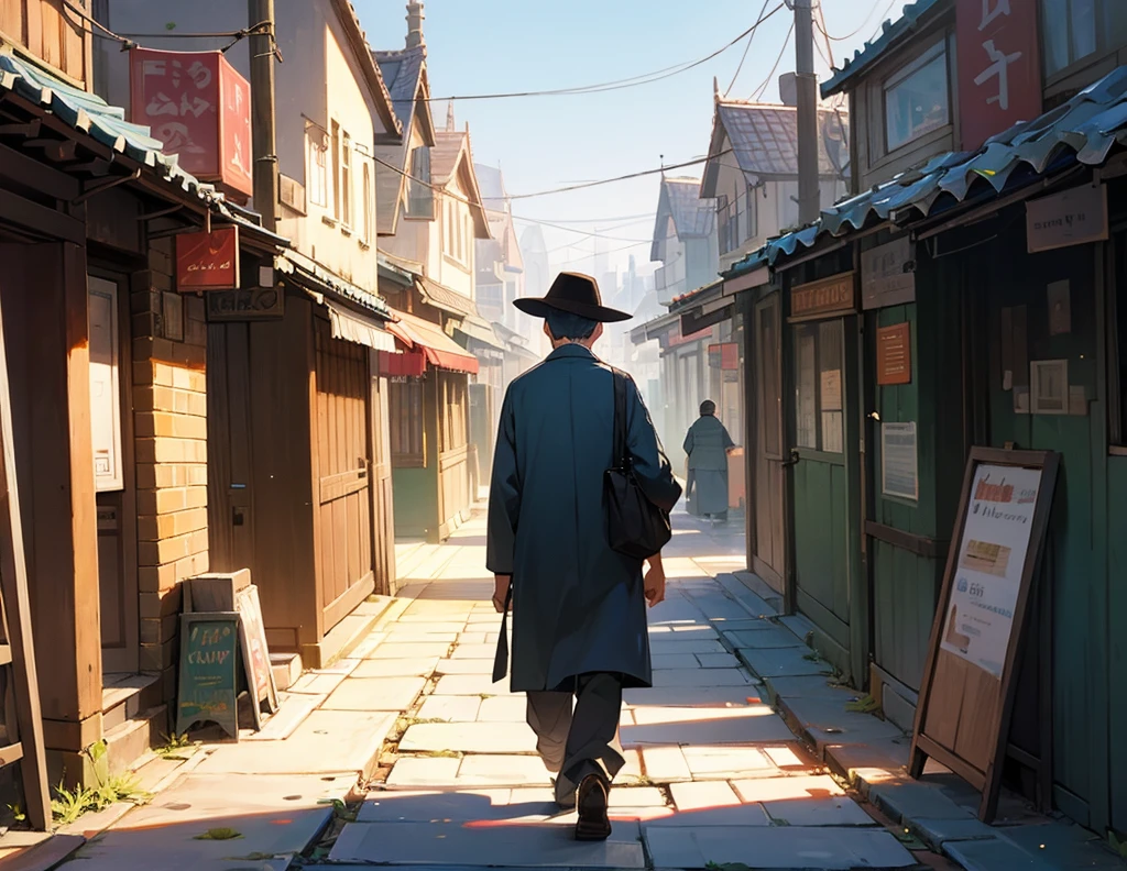 A village man who walk in city
