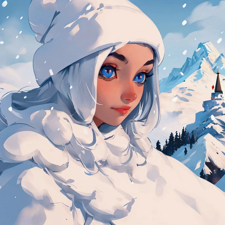 ((master piece)),best quality, illustration, dark, 1girl, In the wilderness,High mountain,Snow-capped mountains in the distance, castle, beautiful detailed eyes,  beautiful detailed hair,