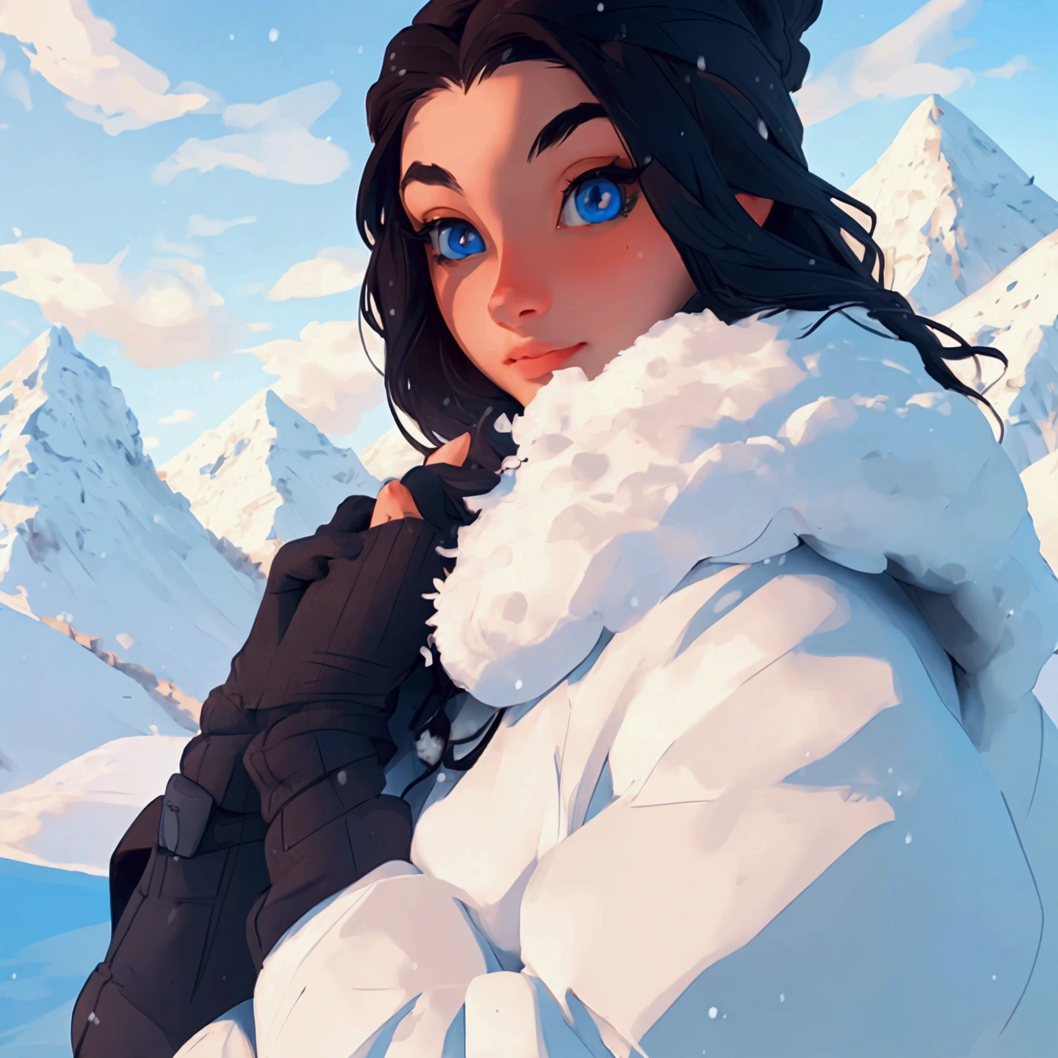 ((master piece)),best quality, illustration, dark, 1girl, In the wilderness,High mountain,Snow-capped mountains in the distance, castle, beautiful detailed eyes,  beautiful detailed hair,