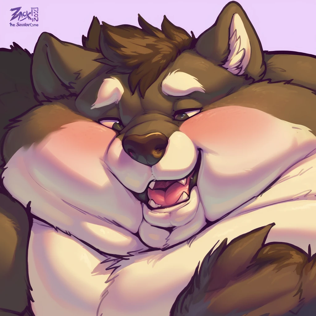 wolf face selfie, wolf face full screen, (((Overweight))), (( face close to the screen)), ((( face full screen))), ((blush face)), ((((cheeks inflated)))), ((fluffy cheeks)), (((thick rolls))),(((thick cheeks))), (((thick neck))), by thesecretcave, by ifus, by zackary911, [by braeburned], [by chunie], /wolf/, male, smiling, nsfw, (((wide courageous face))), (background:fat body rolls), single persone, beckground - fluffy furr