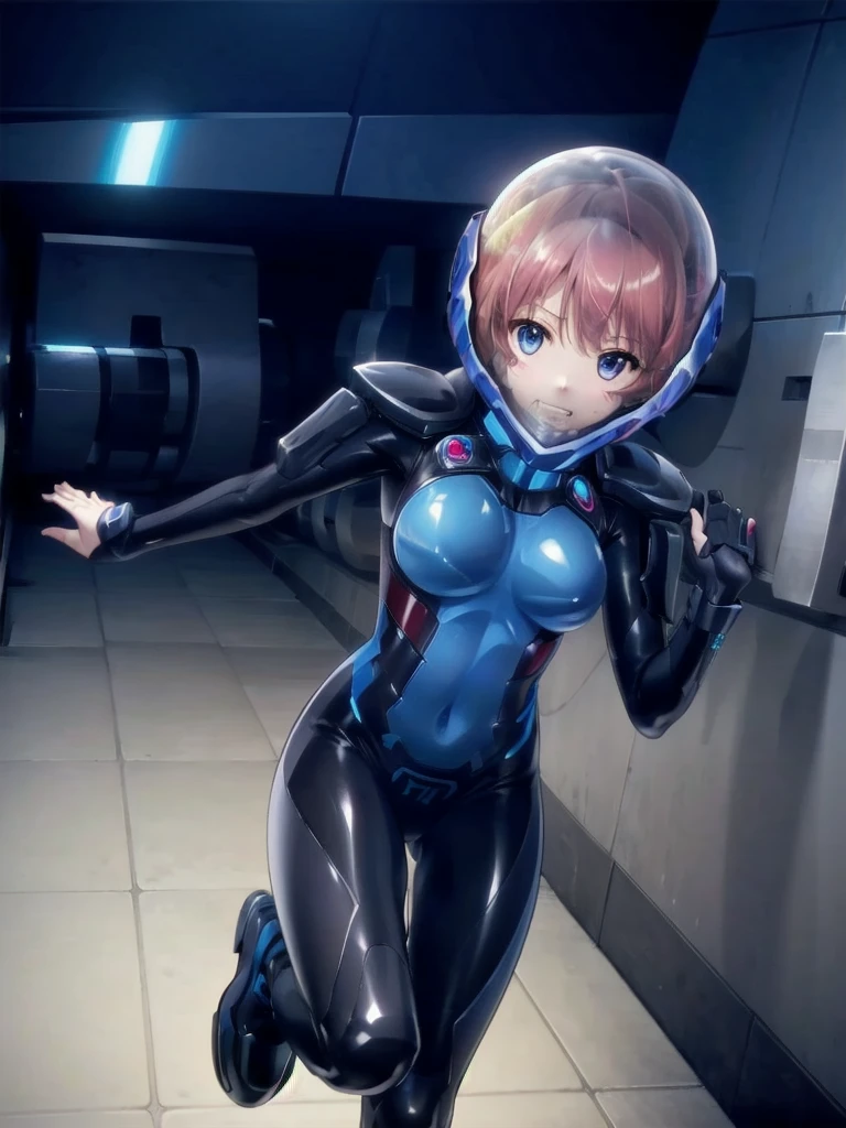 short hair, pink hair, street, emo,pink eyes, eyeliner, fortified suit, ((blue:1.5) plugsuit), short hair, (running fast:1.6),sweaty,clenched teeth,marathon event,looking ar forward,1),,asuka langley soryu, (souryuu asuka langley:1.2), short hair, bangs, blue eyes, brown hair, bodysuit, pilot suit, plugsuit, (red bodysuit:1.5, bubble helmet space helmet, from above