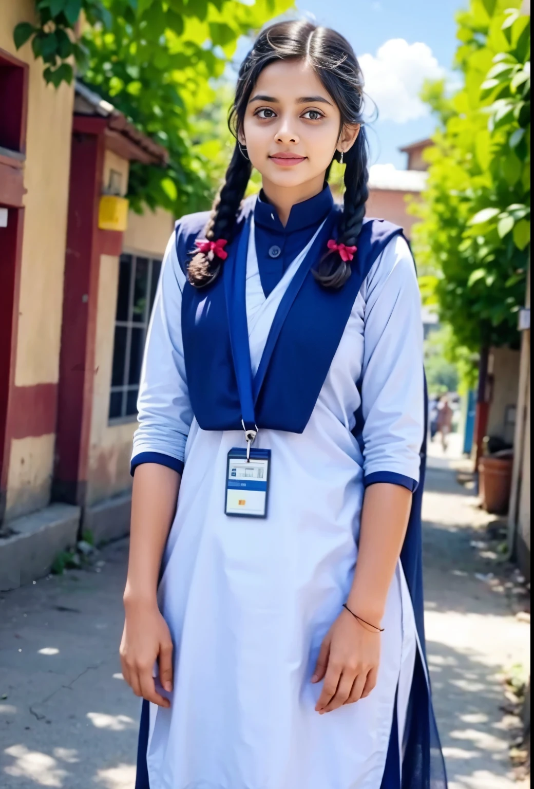 Nepali student girls uniform upskirt underwear pigtail primary Kathmandu city public outdoor