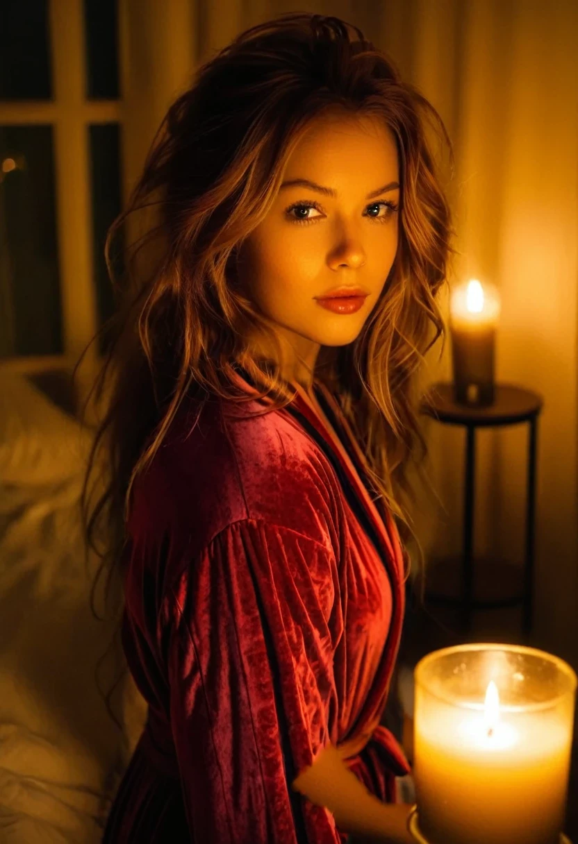 a dressing gown made of red velvet