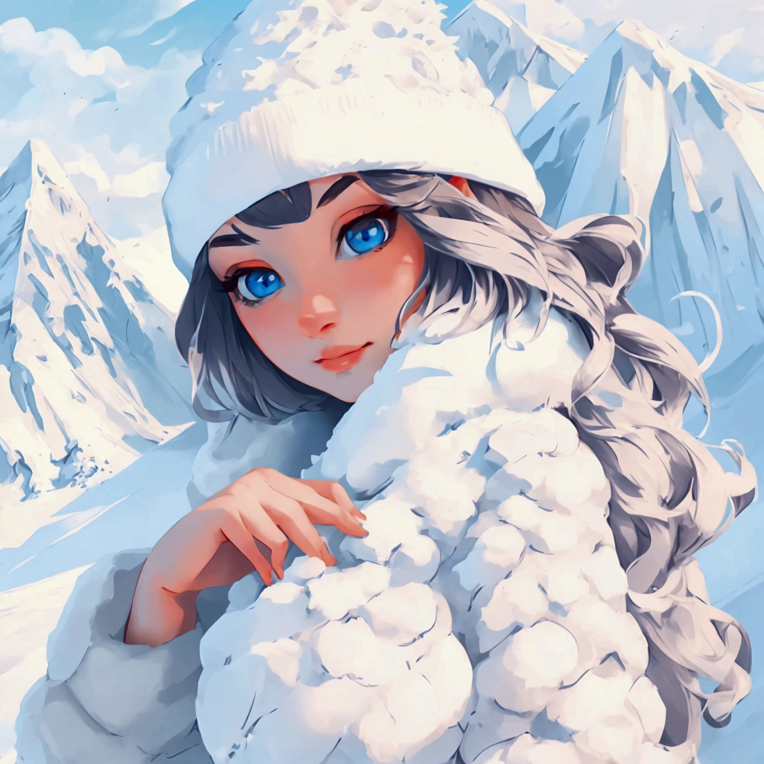 ((master piece)),best quality, illustration, dark, 1girl, In the wilderness,High mountain,Snow-capped mountains in the distance, castle, beautiful detailed eyes, beautiful detailed hair,