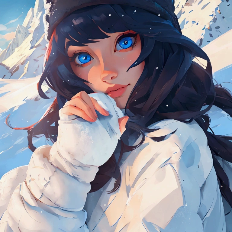 ((master piece)),best quality, illustration, dark, 1girl, In the wilderness,High mountain,Snow-capped mountains in the distance, castle, beautiful detailed eyes,  beautiful detailed hair,
