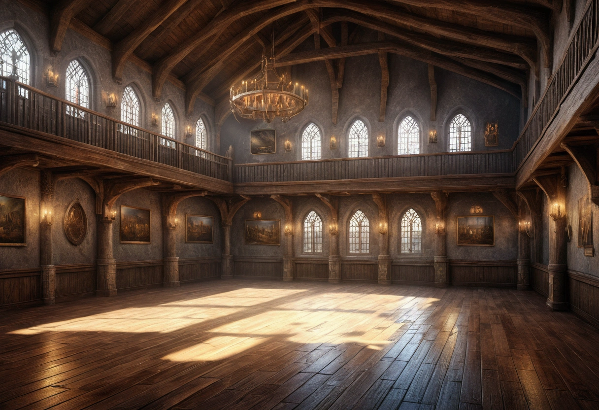 Highest quality,masterpiece,Castle dance hall,Fantasy,Concept Art,middle ages,high resolution,4K,Atmospheric,Detailed Description,ground-level shot,アニメ