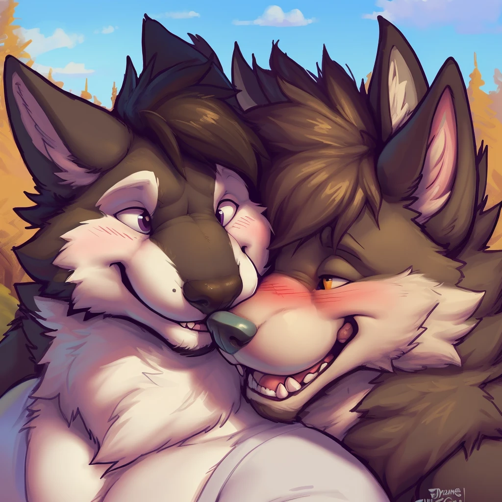 portrait of a wolf's face, wolf face full screen, (( face close to the screen)), ((blush  face)), by thesecretcave, by ifus, by zackary911, [by braeburned], [by chunie], /wolf/, male, smiling, nsfw, single persone