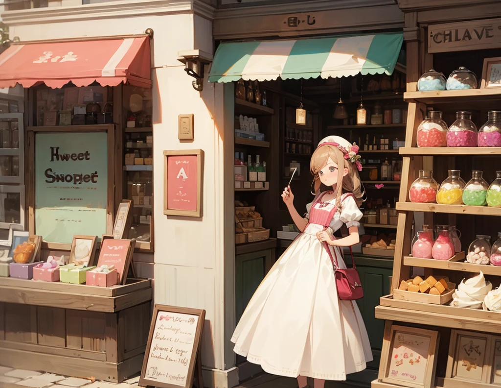 In sweet shop a shopkeeper who measure sweet