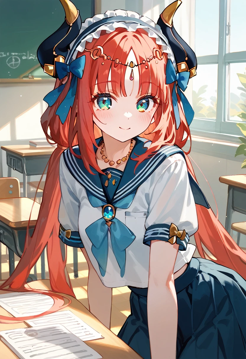 masterpiece,High resolution nilou,One girl,Sailor suit,classroom,Sexy atmosphere,