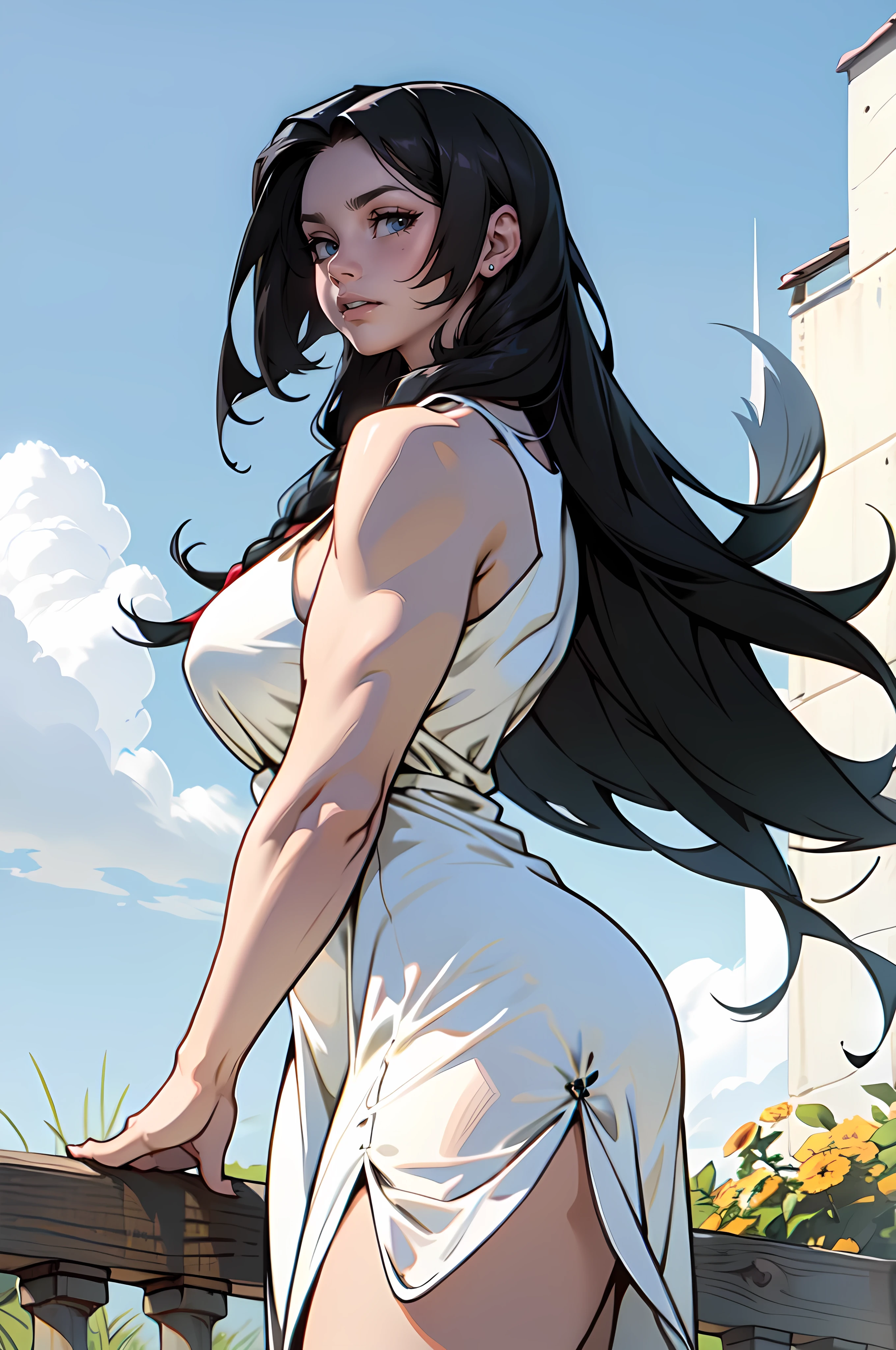 muscular huge breasts thick sunny sky clouds black hair yellow eyes sundress black hair yellow eyes pale skin solo joyful long straight hair long straight hair long straight hair long straight hair long straight hair long straight hair long straight hair long straight hair long straight hair