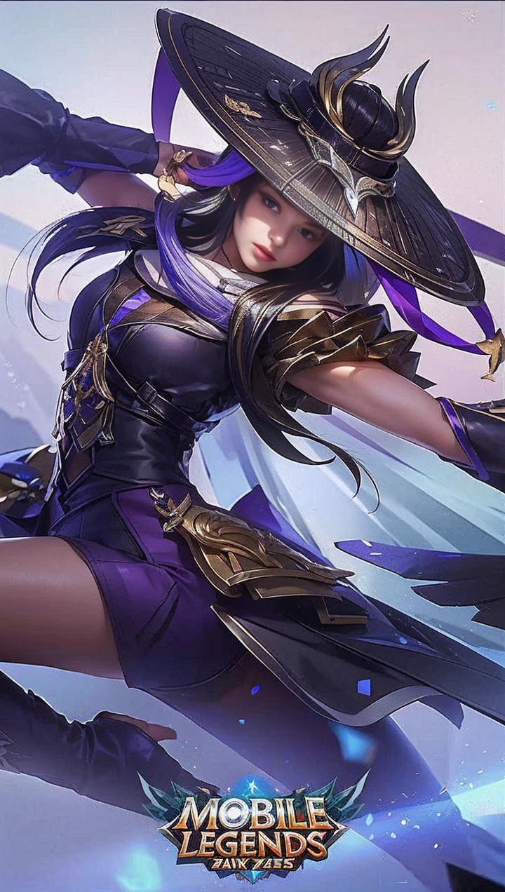 Girl in hat, Purple clothes, black hair