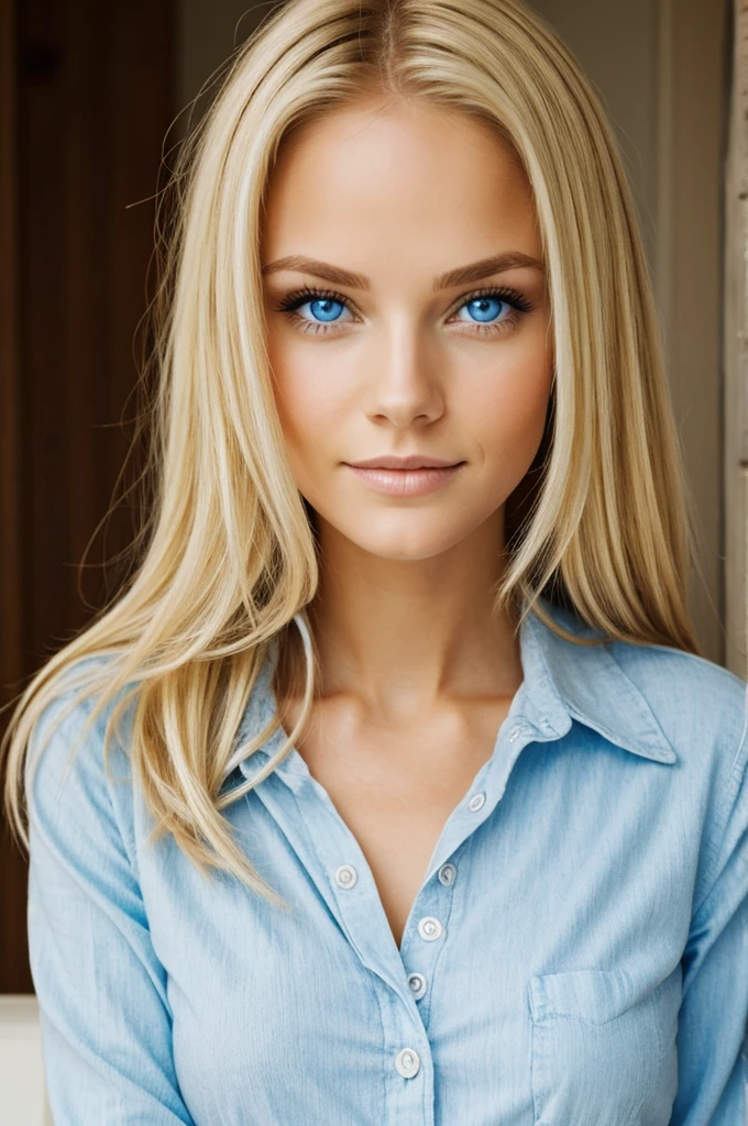 lovely woman , blonde with blue eyes