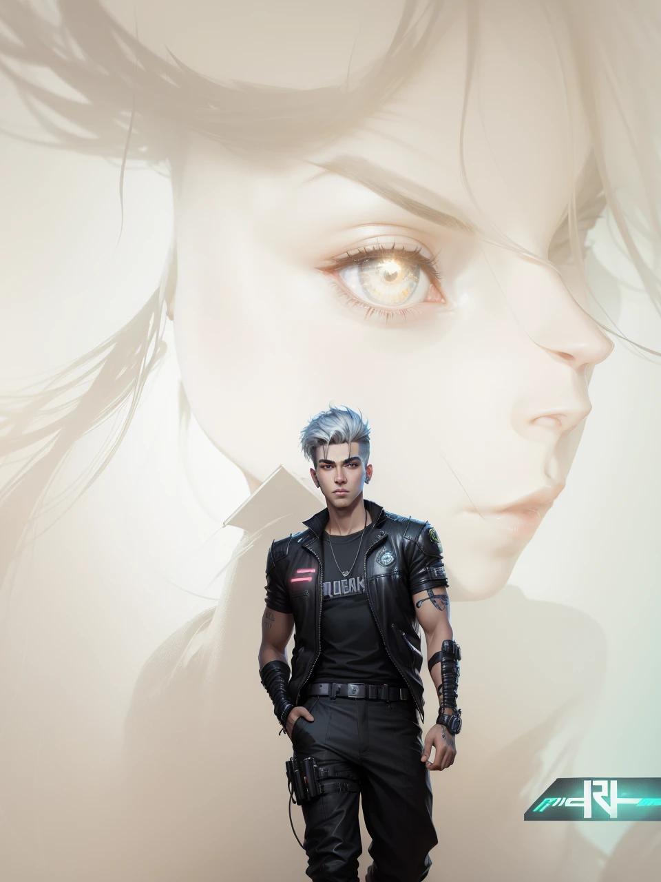 Change background cyberpunk handsome boy, realistic face, 8k, ultra reastic