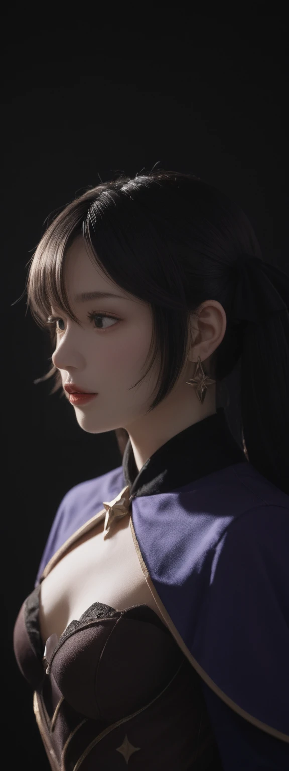 score_9, score_8_up, score_7_up, score_6_up,
1girl, solo, from front, upper body, Mona \(genshin impact\), black background, makeup, sidelighting, backlighting, glowing,