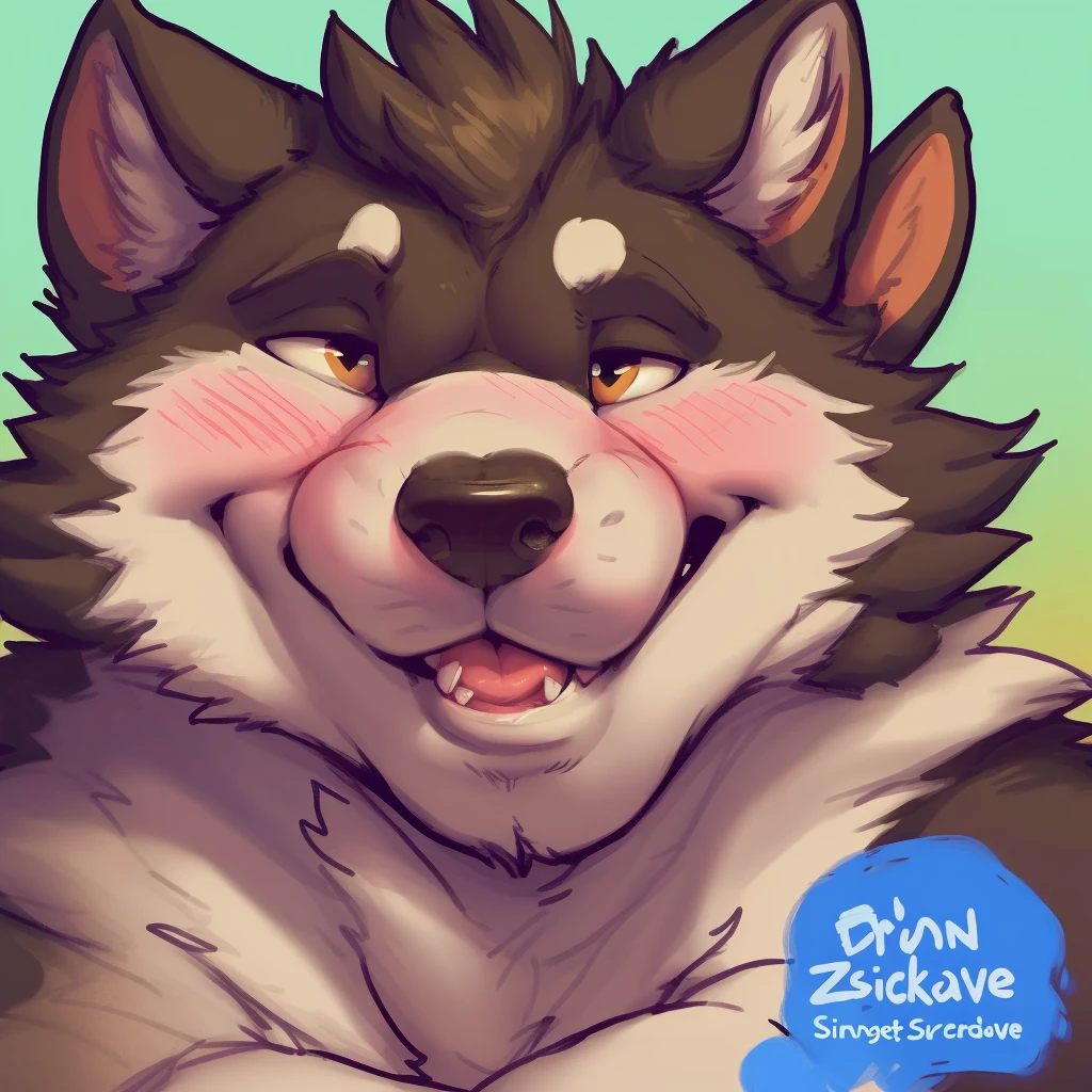  wolf head social media avatar, (((single person))), portrait of a wolf face, (( face close to the screen)), ((blush  face)), {by thesecretcave, by ifus, by zackary911, [by braeburned]}, [by chunie], /wolf/, male, smiling, nsfw, ((single person))