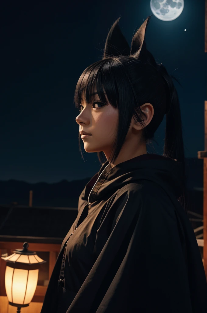 4k wallpaper of anime character 'sasuke uchicha in black shadows in moonlight'