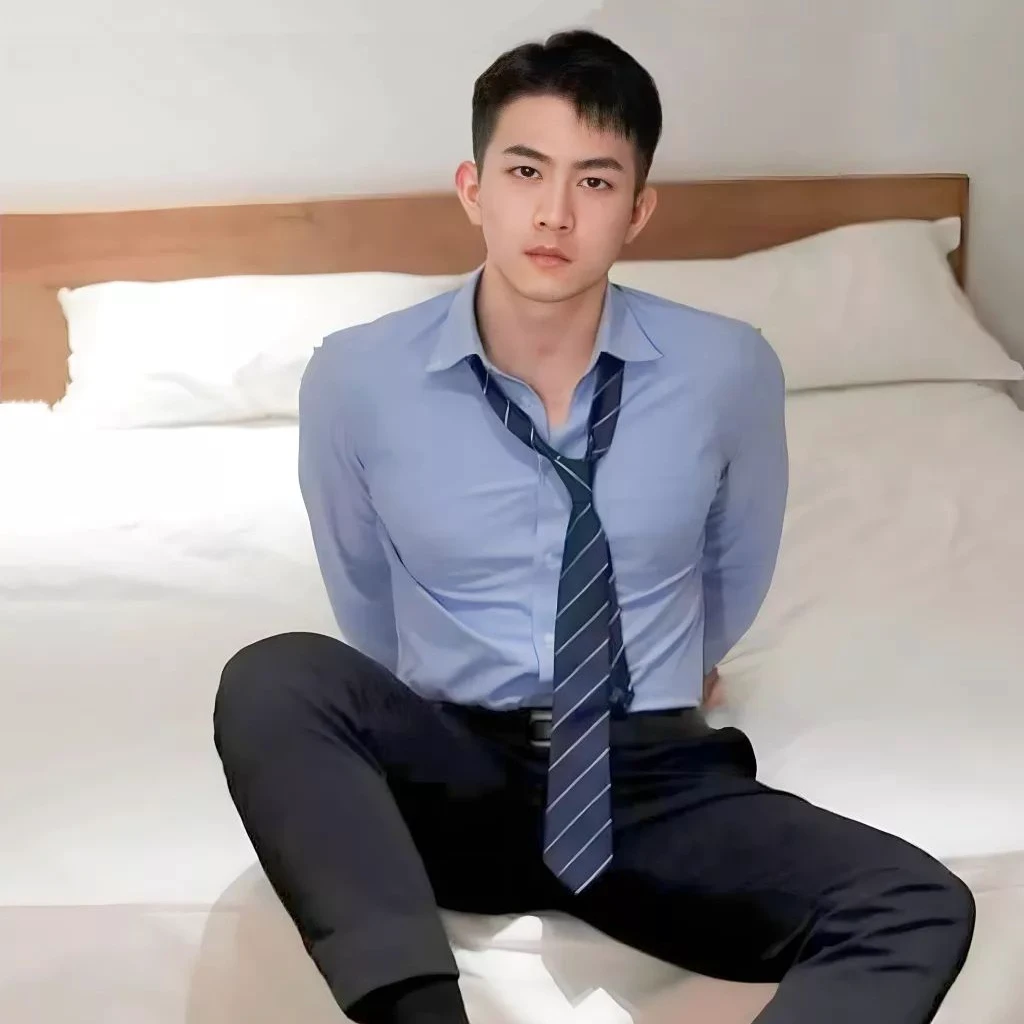 Handsome male black suit hero bulge