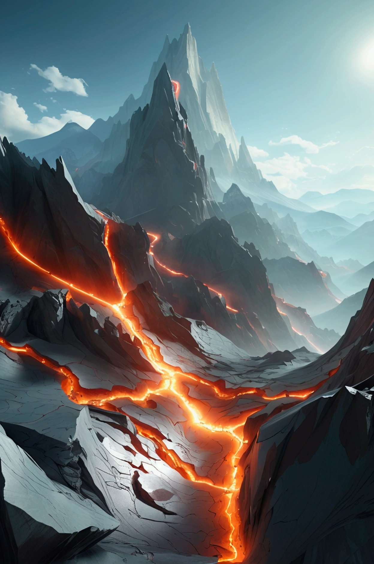 π×(9+2+3)^(2)+1123369853, a mountain made of obsidian and ruby,three quarter wiew, fractal, divergent perspective focal point,((deep wiew)),((changing perspectives)), warped space background, rocky mountains scenario,photographic,ultra high resolution,hyperdetailed, masterpiece, 3d modelling, abstract art.