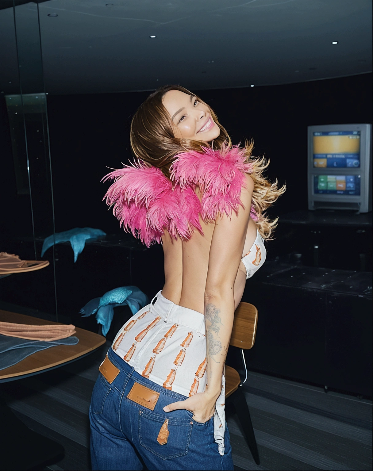 Emilia Mernes shows her big butt with a sexy look and a very provocative sensual brunette