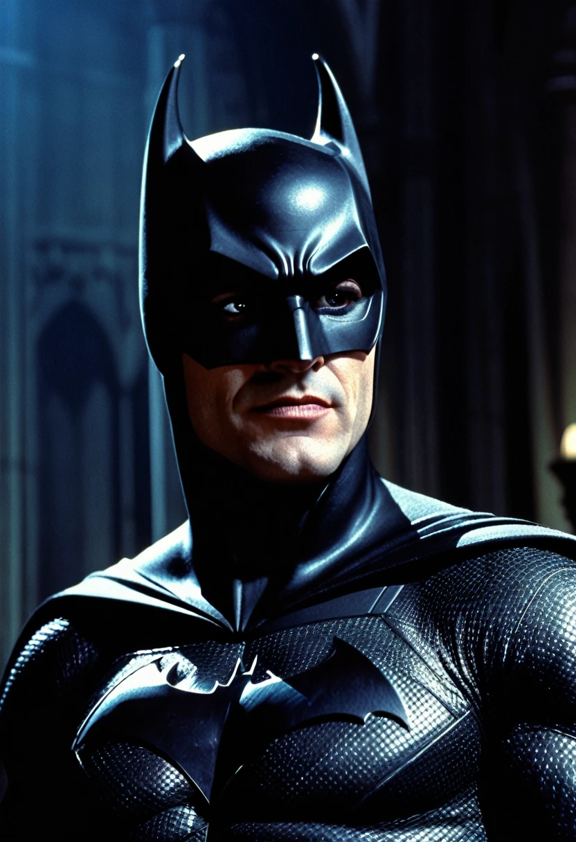 Batman character dc comics, dvd screenshot, cinematic lighting, 1980s, realistc, dark fantasy