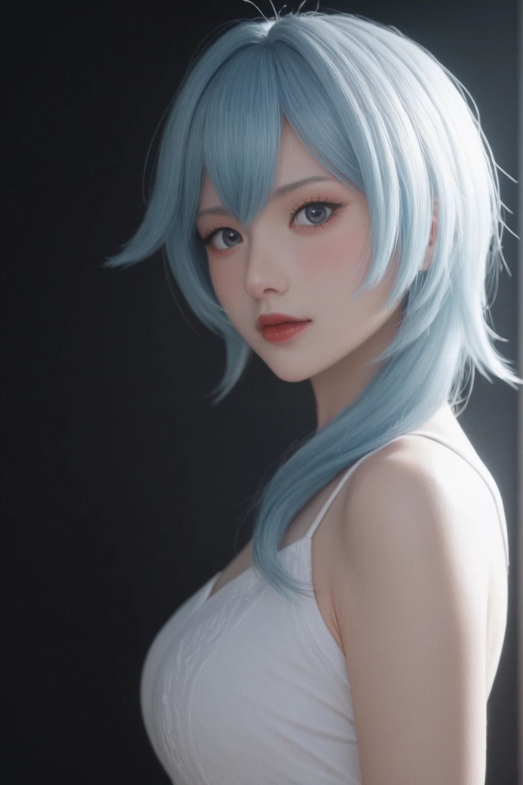 score_9, score_8_up, score_7_up, score_6_up,
1girl, solo, from front, upper body, Eula \(genshin impact\), black background, makeup, sidelighting, backlighting, glowing,