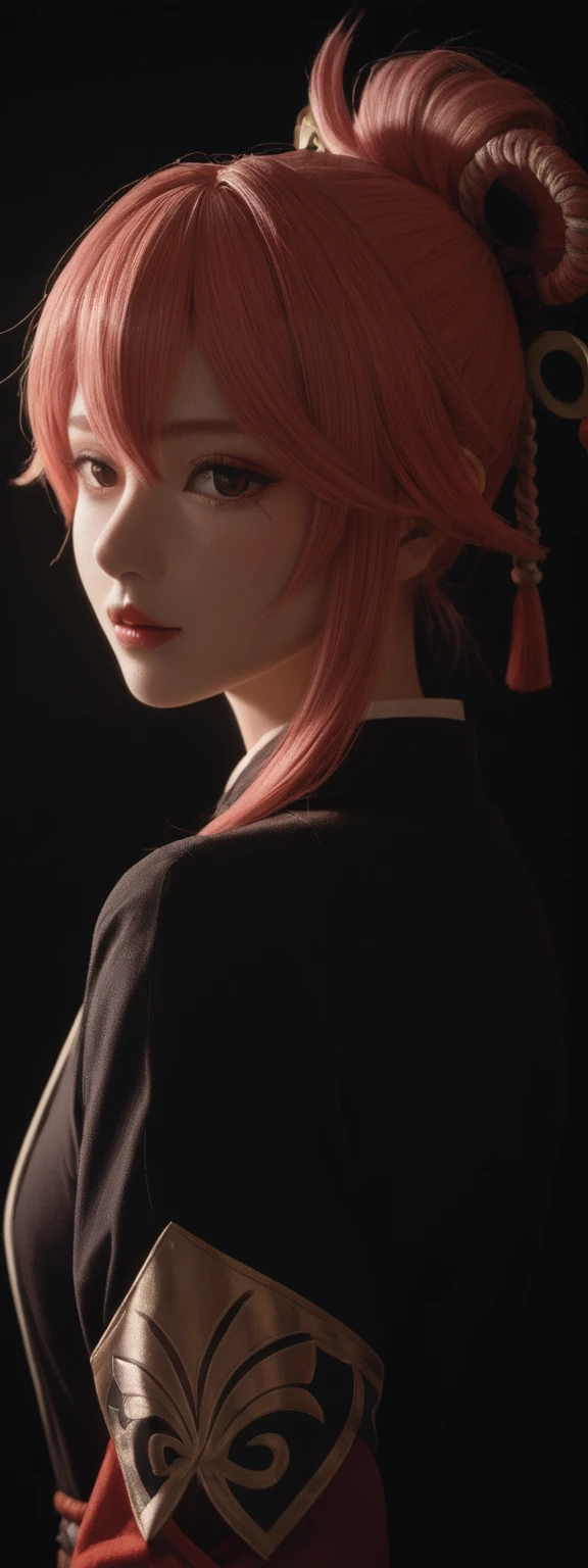 score_9, score_8_up, score_7_up, score_6_up,
1girl, solo, from front, upper body, Kuki shinobu \(genshin impact\), black background, makeup, sidelighting, backlighting, glowing,