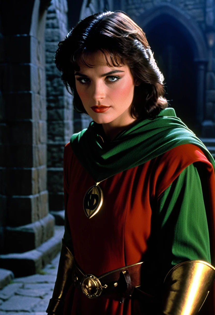 Robin character dc comics, style medieval fantasy, dvd screenshot, cinematic lighting, 1980s, realistc, dark fantasy