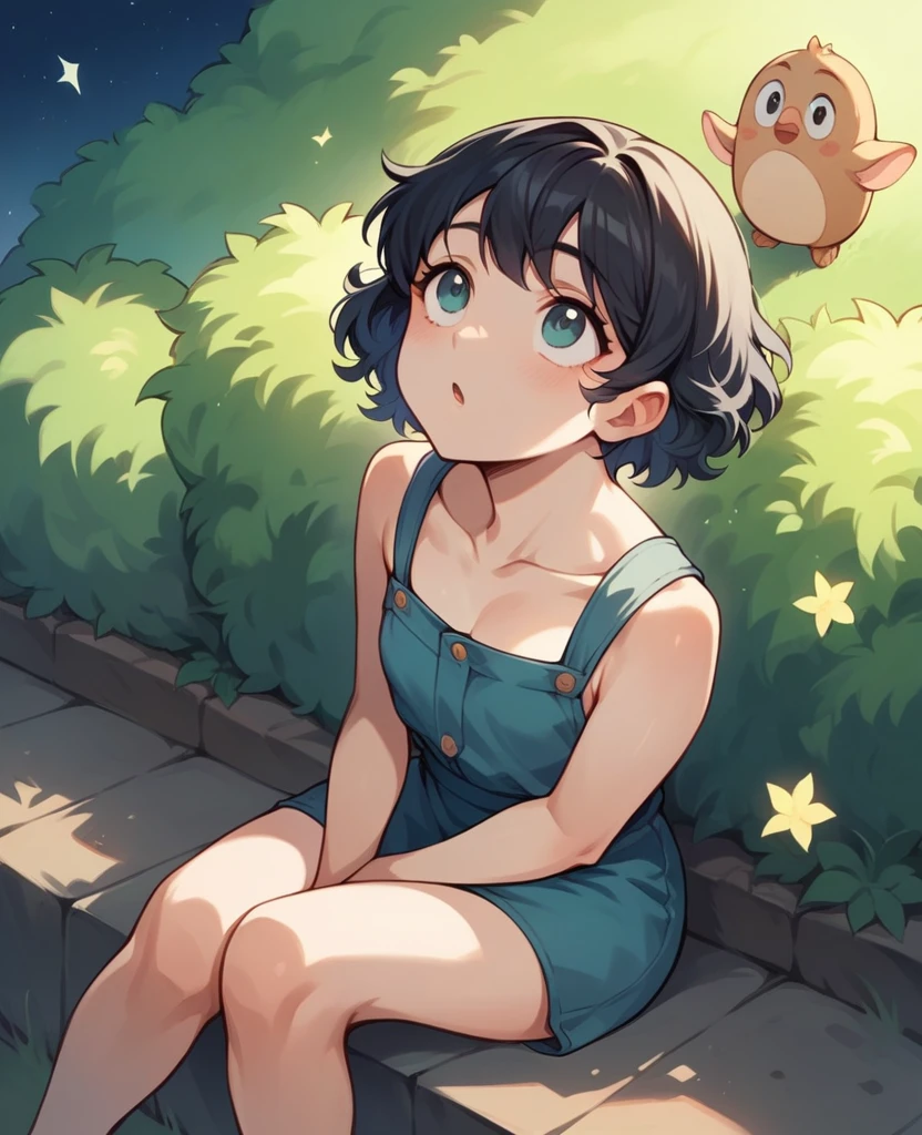 a 10 year old boy with black hair looking up at the sky