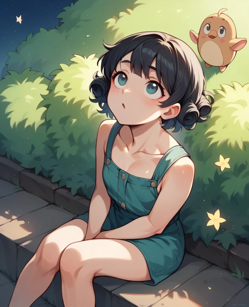  a 10 year old boy with black hair looking up at the sky 
