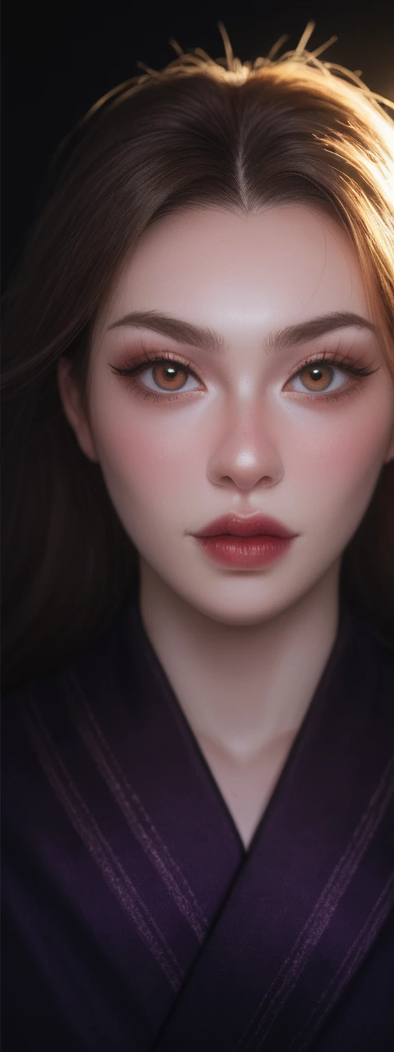 realistic, score_9, score_8_up, score_7_up, score_6_up, 
1girl, solo, from front, upper body, Zac \(league of legends\),  black background, makeup, sidelighting, backlighting, glowing,