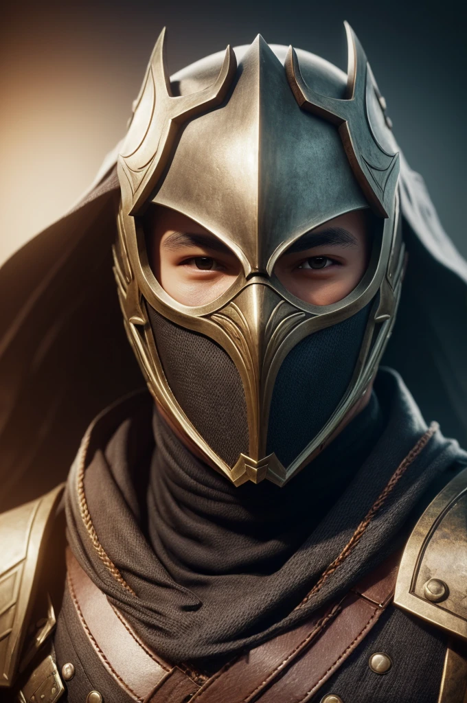 ((Cloth)), ((Armor))((Bone Mask)) (High Detail Skin: 1.2) Close-up of man with hat and mask, Infinity Blades concept art, Infinity Blades armor, shoulder armor, warrior concept art, mortal kombat characters, 8kuhd, dslr, soft light, high quality, film texture ((amateur photo)), white background