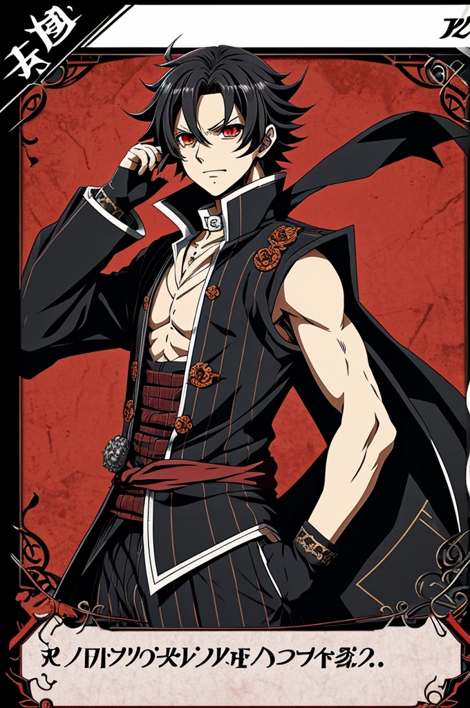 make me demon type cards with the anime style of kimetsu no yaiba