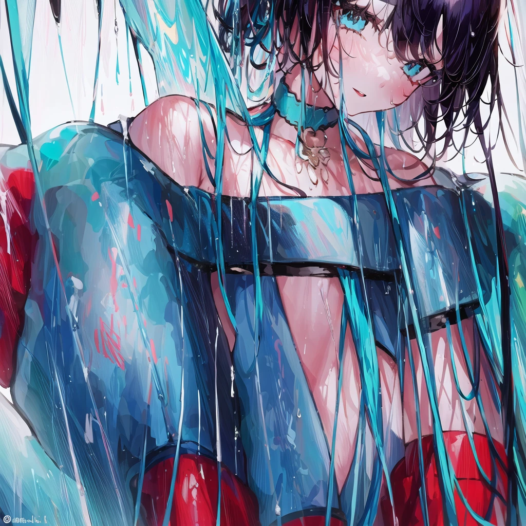 masterpiece, Highest quality, High resolution, Mizuno Ami　1990s \(style\),、(Big Breasts)、Sweat all over the body、vapor、Tentacles wrap around the body、Tentacles wrap around your arm、Tentacles wrap around legs、Tentacles entering the vagina　(nude)　leotard　Stick your butt out　look back　On all fours　Shooting from behind　I can see your back