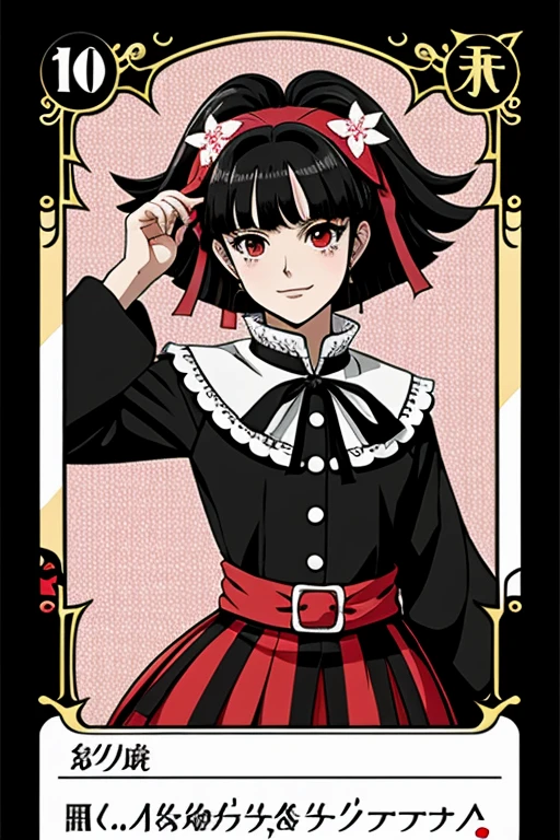 make me demon cards with the anime style of kimetsu no yaiba woman