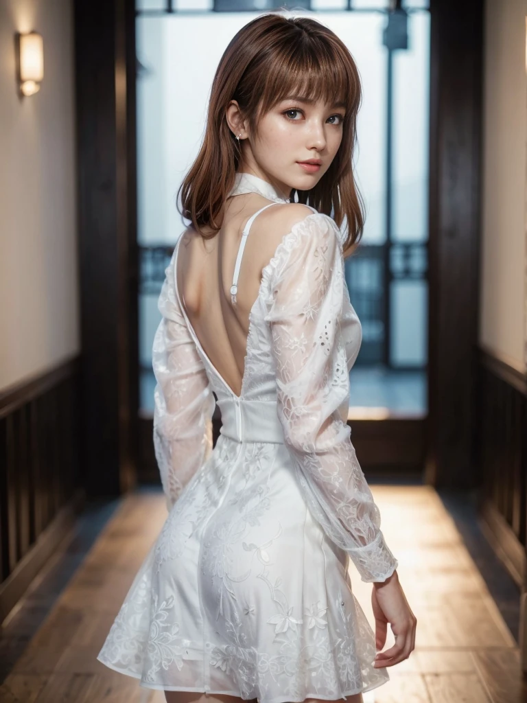 Kasumi, brown eyes, (best quality, ultra-detailed), (realistic:1.37), beautiful and detailed face, ultra-realistic texture, delicate face, delicate body, strong red lipstick, bright colors. High definition, 8K. expression with a slight sweet smile
