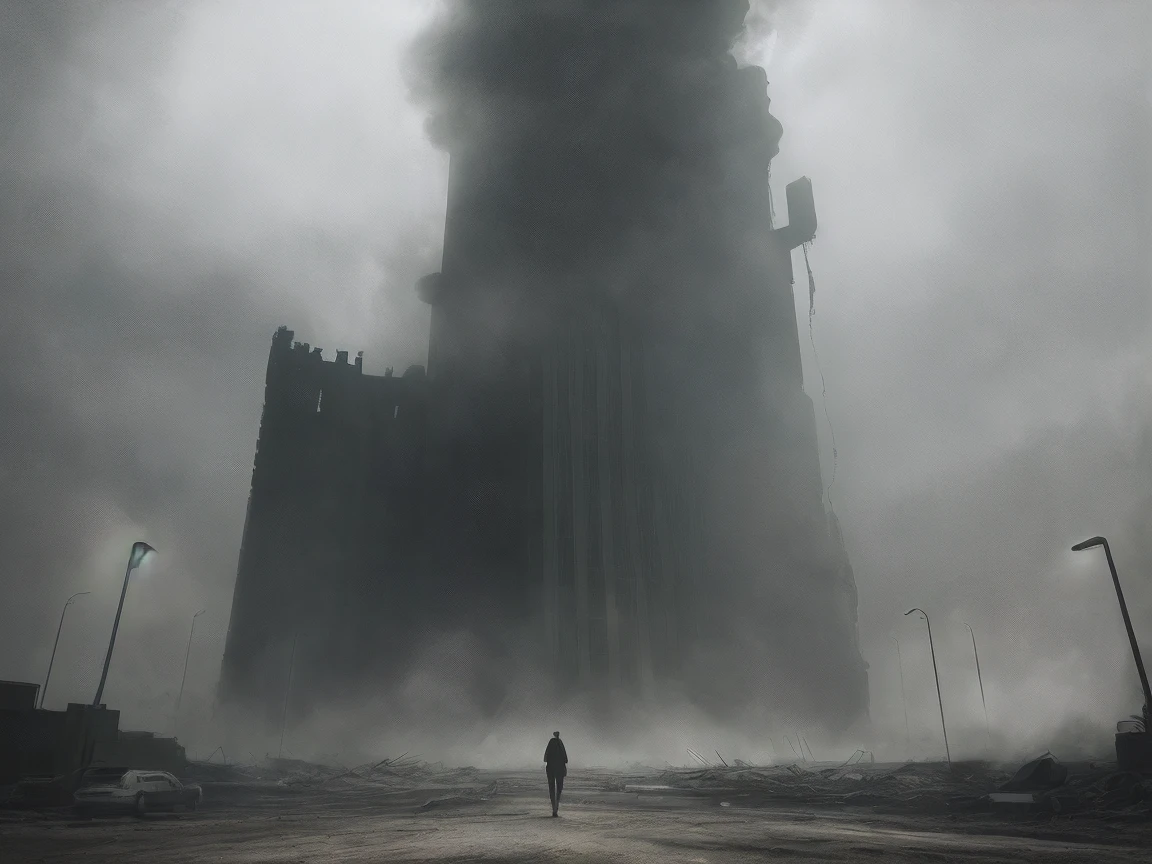 cinematic film, Realistic photograph,

In a horror-themed setting, a massive, oversized eldritch stele, towering 20 storeys high, is covered in bas-relief depicting demonic pain and suffering, along with unholy glyphs. Smoke billows from a blasphemous portal to hell at the stele's base, casting an eerie glow. This colossal structure pierces through a gigantic hole in a major downtown street, surrounded by broken asphalt and rubble. A dust cloud swirls around its base, and cars are scattered around, caught in the chaos.
The scene is set at night, amplifying the dark and spooky atmosphere. The extreme wide-angle lens captures the vastness of the stele, while the hero angle emphasizes its ominous presence. The entire scene is shrouded in a mood of suspense and grimness, with every detail rendered in high detail, enhancing the unsettling and eerie feel of this otherworldly horror.


,shallow depth of field, vignette, highly detailed, high budget, bokeh, cinemascope, moody, epic, gorgeous, film grain, grainy, 