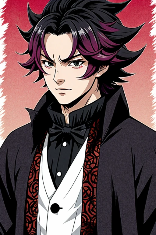 make me demon cards with the anime style of kimetsu no yaiba with extravagant hair with strange hair colors