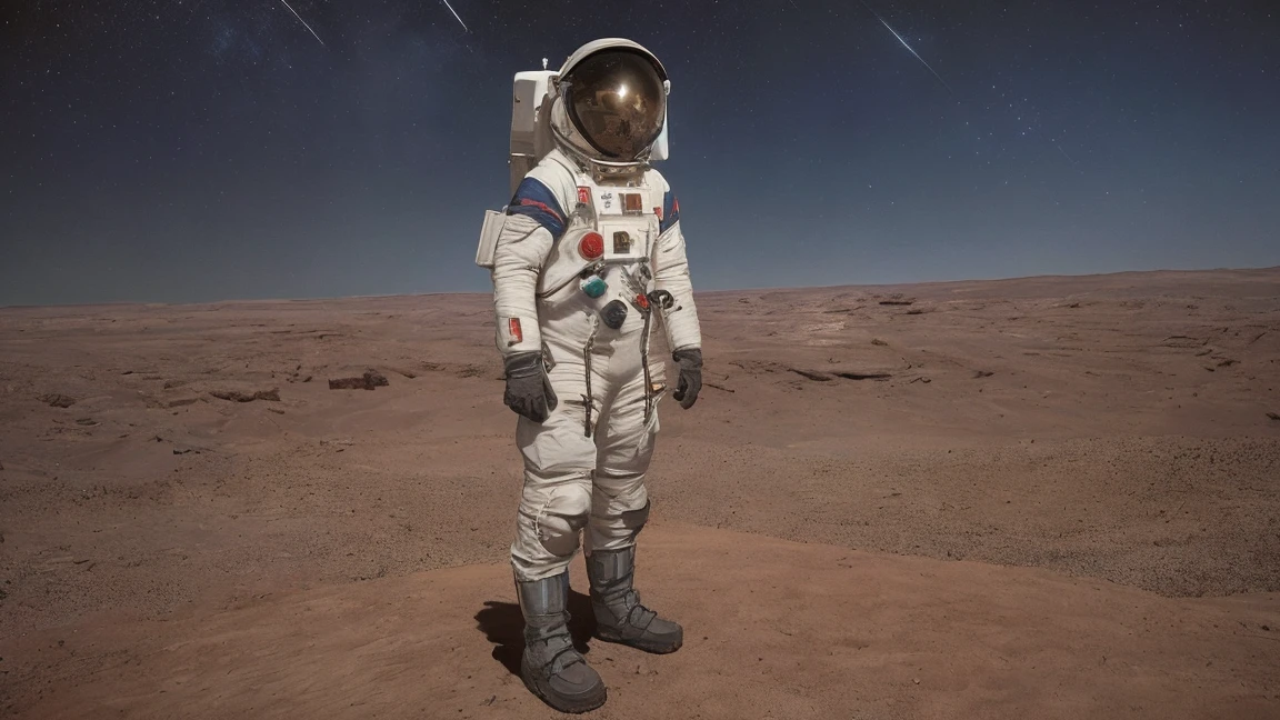 cinematic film, Realistic photograph,

An astronaut stands at the edge of a daunting canyon on Mars, gazing into the vast chasm that stretches before him under the starlit sky. The night is illuminated by the distant stars and the faint light of the planet, casting long shadows across the Martian landscape. The steep and rugged walls of the canyon seem insurmountable, and the astronaut, clad in his spacesuit, screams into the void, a mix of awe and exasperation evident in his expression. The Martian terrain, scattered with rocks and shadows, adds to the atmosphere of mystery and the challenges of space exploration.



,shallow depth of field, vignette, highly detailed, high budget, bokeh, cinemascope, moody, epic, gorgeous, film grain, grainy, 