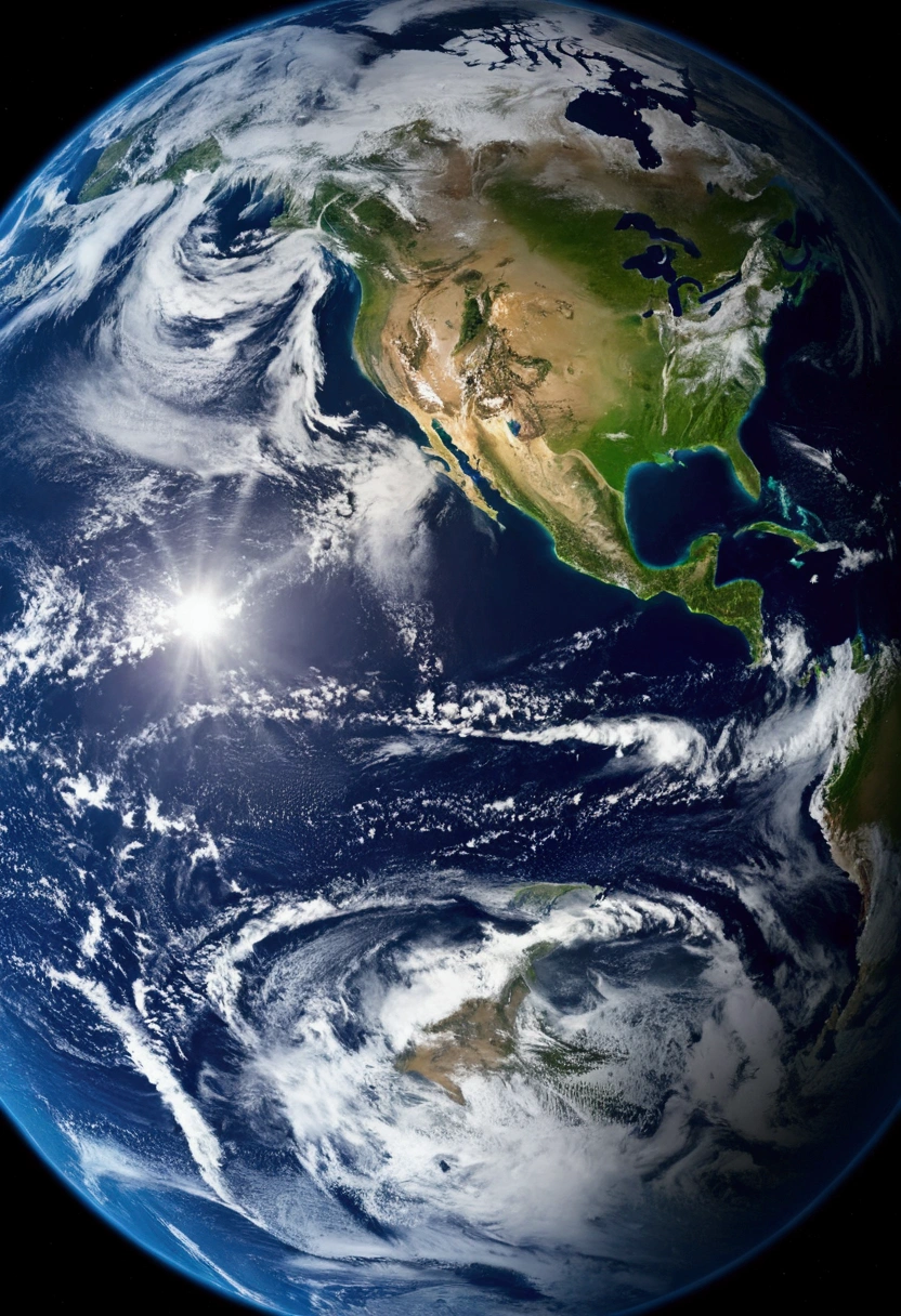 Create an image of planet Earth through a camera lens
