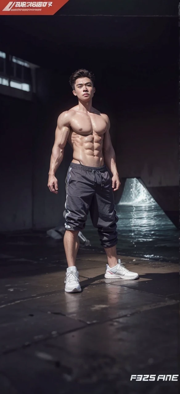 Muscular man with arms crossed side profile