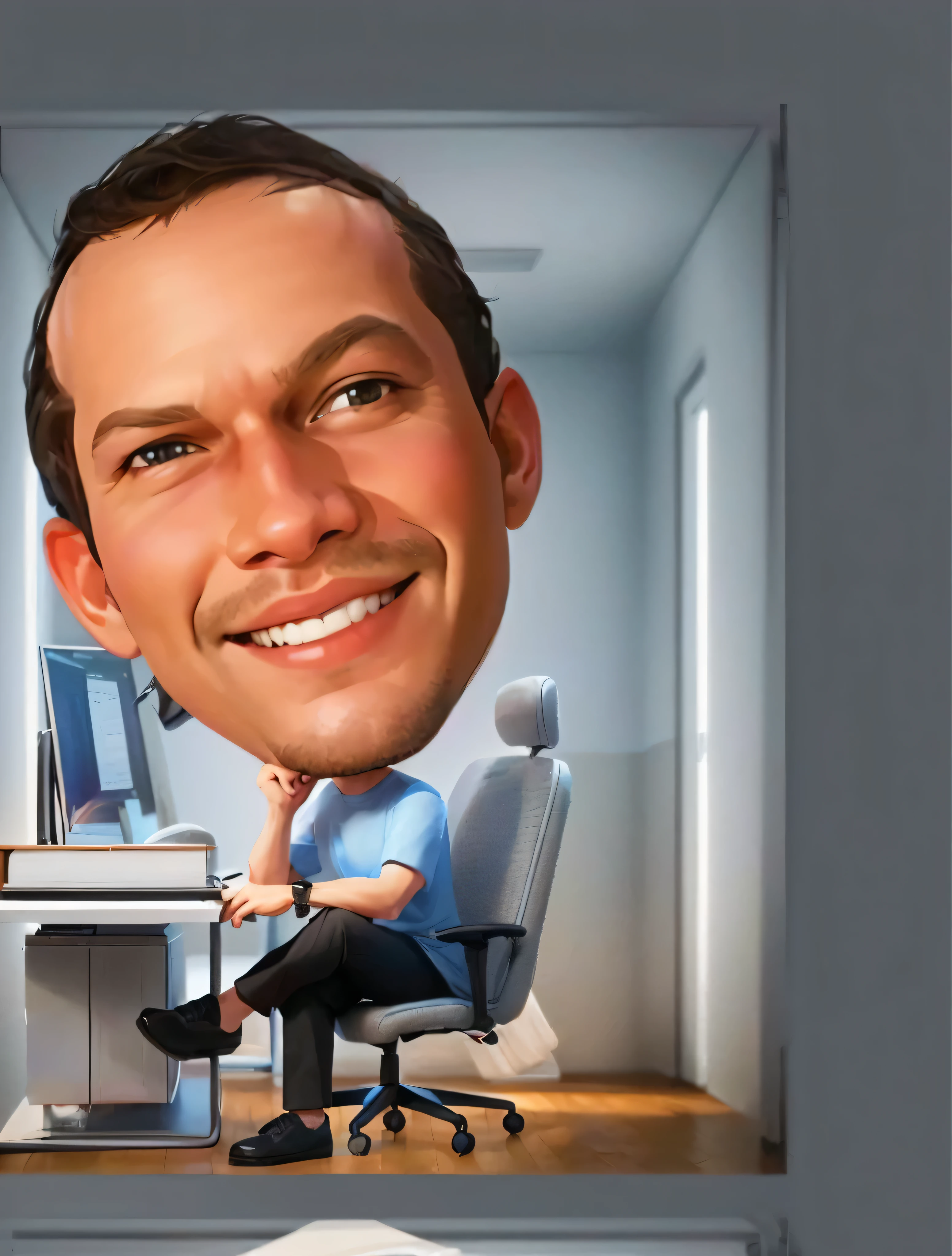 cartoon of a man sitting at a desk with a laptop, caricature illustration, caricature style, cartoon portrait, digital art cartoon, caricature, cartoon digital art, cartoon digital painting, caricature!!!, in cartoon style, digital cartoon painting art, big head, with a big head, 3d portrait, portrait of jerma985, 3 d artist, caricatural