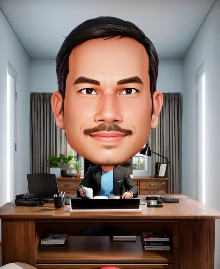 cartoon of a man sitting at a desk with a laptop and a pink ball, digital art cartoon, caricature illustration, cartoon digital painting, cartoon portrait, caricature style, cartoon artstyle, cartoon digital art, nft portrait, in cartoon style, digital cartoon painting art, for hire 3d artist, 3 d artist, inspired by Rudy Siswanto, caricature!!!
