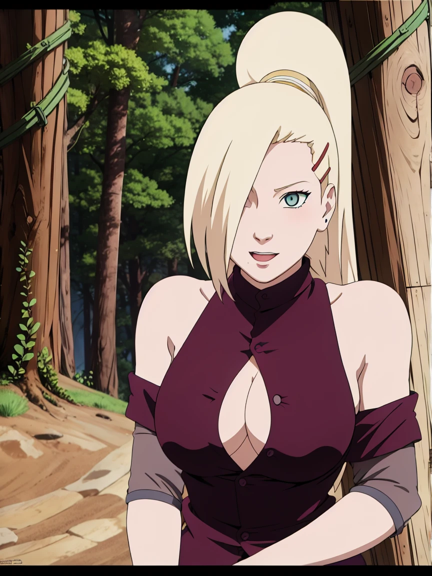 Ino Yamanaka, Big tits, charming,((( bare,wide hips,abdomen,sexy ,Sharp picture,On the tree,NSTDA., semi-naked,Clear eyes,full body,sleep,In dense forests.,open shirt,nipple))), blushing, cowboy shoot, Extraordinarily detailed face, sunny day, Daytime, upper body view, anime style, alone,in detail, Blonde, (Focus on the face), ((One eye is covered with fur., Hair over the eyes)), Medium bust, ปุ่มabdomen, sexually aroused, Thick arms, (off shoulder, Broad shoulders, curved body), hidden eyes, smile, open mouth, very happy, high, Hair clips, Looks sharp, Sharp face, Sharp eyes, cool colors, (sexually aroused),((full body))